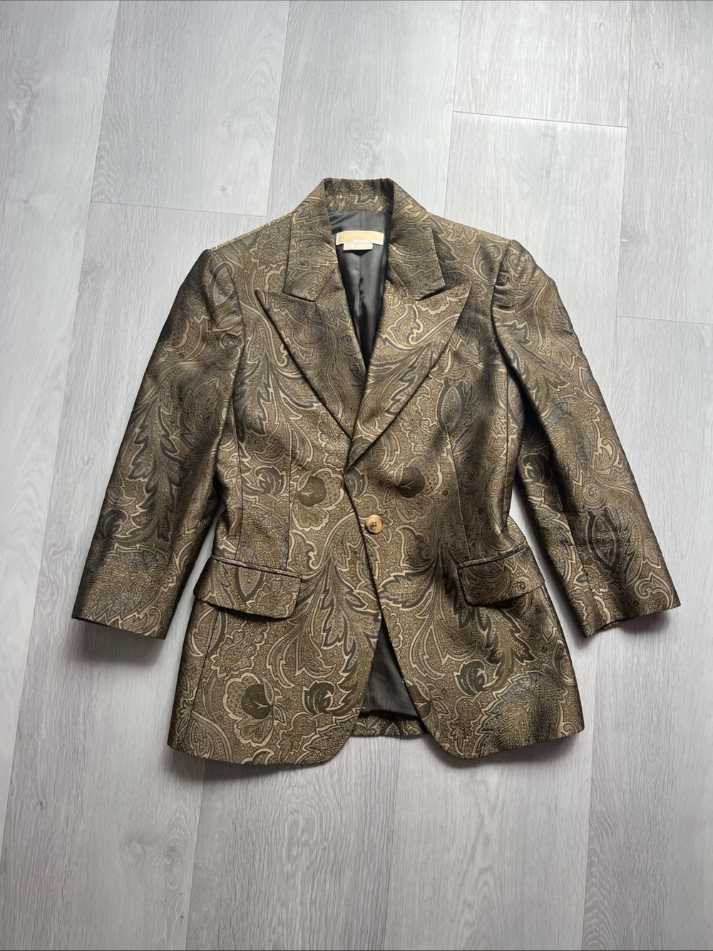 MICHAEL JORS CHARTREUSE GOLD SILK BLEND JACKET PAISLEY WOMENS 4
